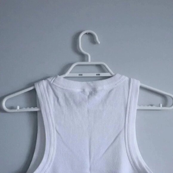 Banana Republic Women's White M Ribbed Racerback Sleeveless Stretch Tank Top - Picture 6 of 11